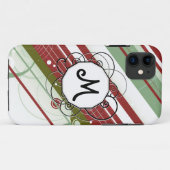 De groene en modern-Retro Strepen van de Wijn met Case-Mate iPhone Case (Achterkant (horizontaal))