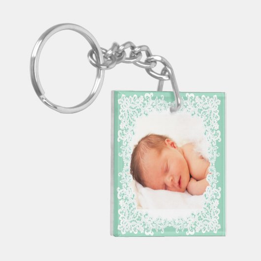 De groene en witte sleutelhanger van de kleurenfot (Voorkant Links)