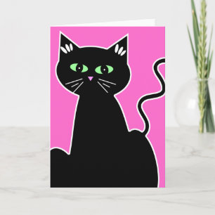 De groene Eyed Zwarte Retro Stijl van de Kat Al Kaart