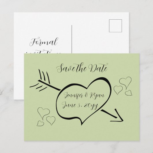 De Groene Fancy Calligrafie van de Sage Hartelijk  Briefkaart (Voorkant / Achterkant)