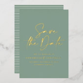 de groene folie van de manuscriptpagina bruiloft s folie uitnodiging (Voorkant / Achterkant)