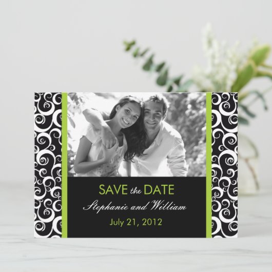 De groene Foto sparen de Datum Save The Date (Staand voorkant)