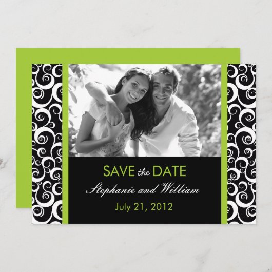 De groene Foto sparen de Datum Save The Date (Voorkant / Achterkant)