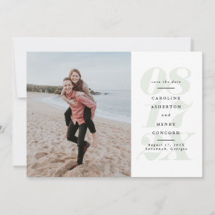 De groene foto van de grote dag van het blad bewaa save the date