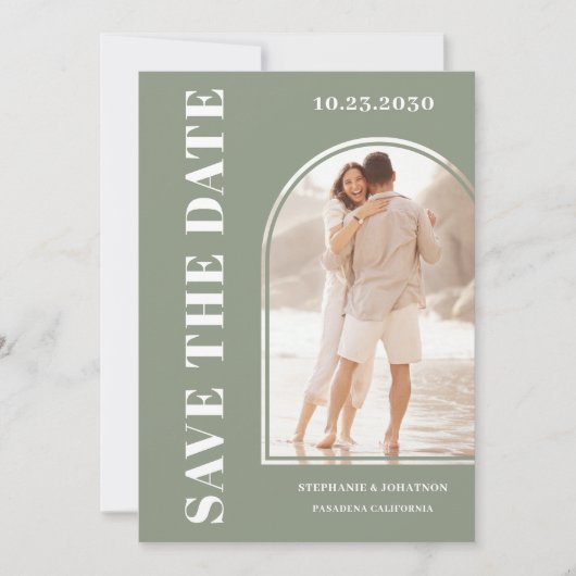 De Groene Foto van de pagina sparen de Datum Save The Date (Voorkant)