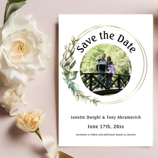 De groene foto verlaat sparen de datumUitnodiging Kaart