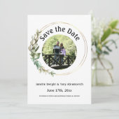 De groene foto verlaat sparen de datumUitnodiging Kaart (Staand voorkant)