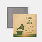 De groene  Gramophone sparen de Magnet van de Datu (Voorkant / Achterkant)