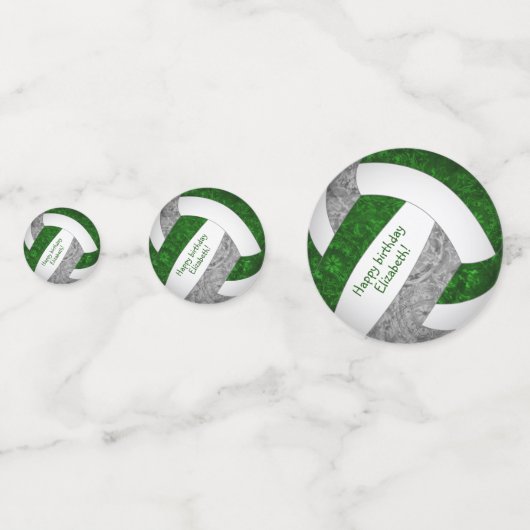 de groene grijze volleybalverjaardag , gepersonali confetti (Voorkanten)
