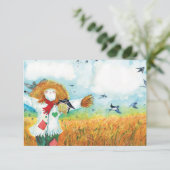 De groene hart vogelverschrikker & zwaluwen illust bedankkaart (Staand voorkant)