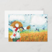 De groene hart vogelverschrikker & zwaluwen illust bedankkaart (Voorkant / Achterkant)