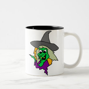 De Groene Heks van Halloween Tweekleurige Koffiemok