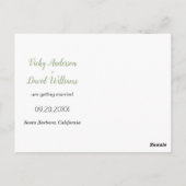 De groene het manuscriptbruiloft sparen de foto va briefkaart (Achterkant)