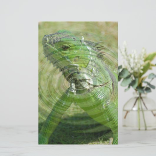 De Groene Iguana Briefpapier (Staand voorkant)