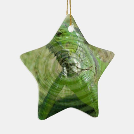 De Groene Iguana Keramisch Ornament (Rechts)