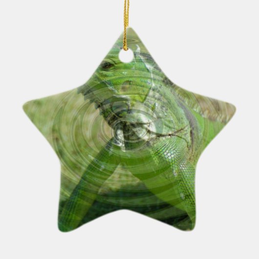 De Groene Iguana Keramisch Ornament (Voorkant)