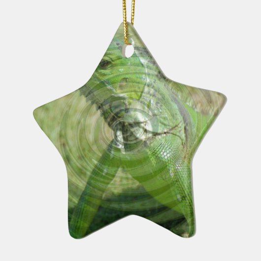 De Groene Iguana Keramisch Ornament (Links)