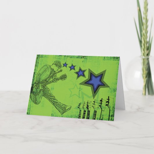 De groene Kaart van de Verjaardag Rockin (Voorkant)