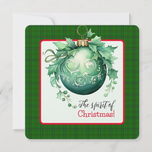 De Groene Kerstbal Kaart (Voorkant)