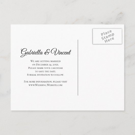 De groene kerstboom Winterbruiloft sparen de Datum Aankondigingskaart (Achterkant)