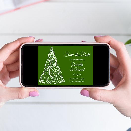 De groene kerstboom Winterbruiloft sparen de Datum Kaart