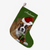 De groene kerstboxer-puppy Stocking Kleine Kerstsok (Voorkant (Hangend))