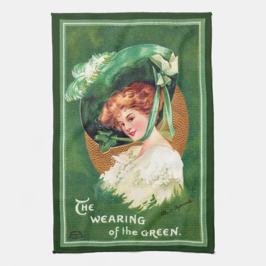 De groene keukenhanddoek dragen (Verticaal)