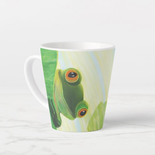 De groene kikker achter de lantaarnpaal latte mok (Linkerhoek)