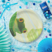 De groene kikker achter de lantaarnpaal papieren bordje (Feest)