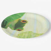 De groene kikker achter de lantaarnpaal papieren bordje (Gekanteld)