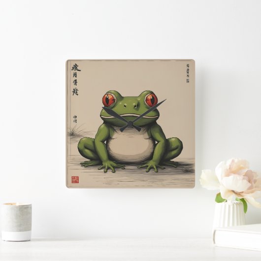 De groene kikker vierkante klok (Huis)