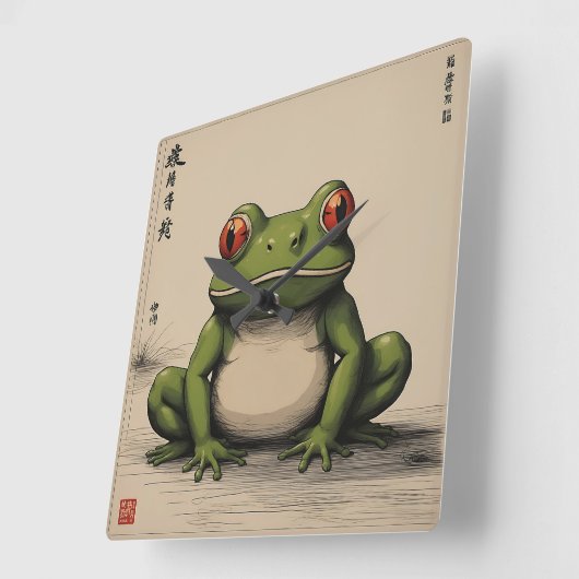 De groene kikker vierkante klok (Hoek)