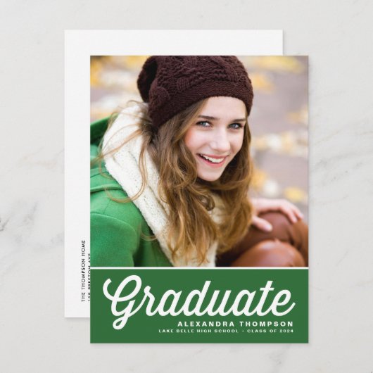 De Groene Klasse van het Manuscript van de Retro v Aankondigingskaart (Voorkant / Achterkant)