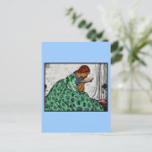 De groene Klassieke Illustratie van de Vrouw van Briefkaart (Staand voorkant)