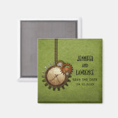 De groene  Klok sparen de Magnet van de Datum (Voorkant / Achterkant)