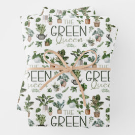 De groene koningin van de tropische huisplant inpakpapier vel