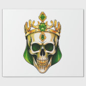 De groene koningsschedel met een juwelenkroon cadeaupapier (Vlak)