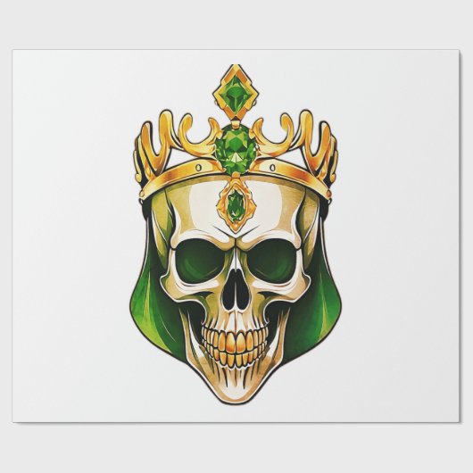 De groene koningsschedel met een juwelenkroon cadeaupapier (Vlak)