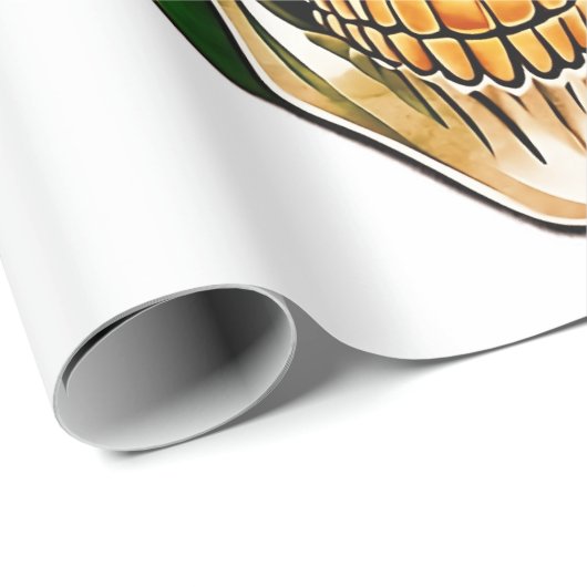 De groene koningsschedel met een juwelenkroon cadeaupapier (Rol Hoek)