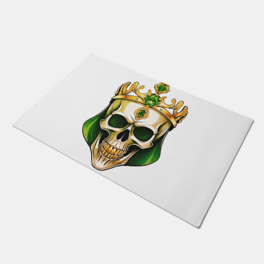 De groene koningsschedel met een juwelenkroon deurmat (Schuin)