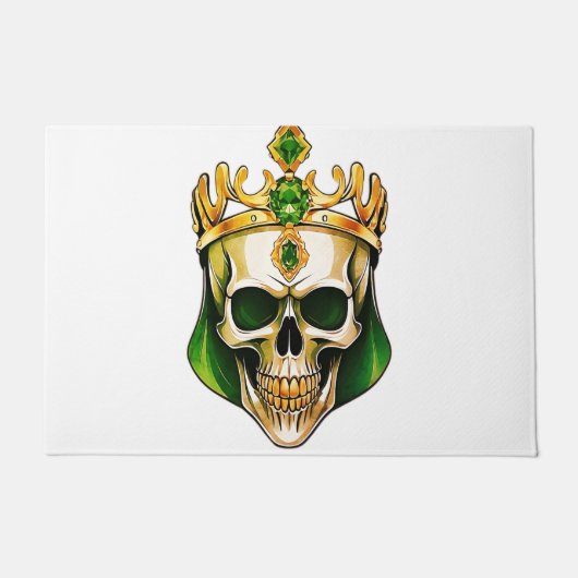 De groene koningsschedel met een juwelenkroon deurmat (Voorkant)