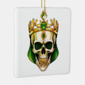 De groene koningsschedel met een juwelenkroon keramisch ornament (Rechts)