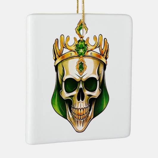 De groene koningsschedel met een juwelenkroon keramisch ornament (Rechts)