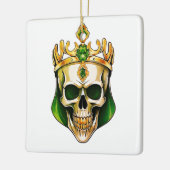 De groene koningsschedel met een juwelenkroon keramisch ornament (Links)