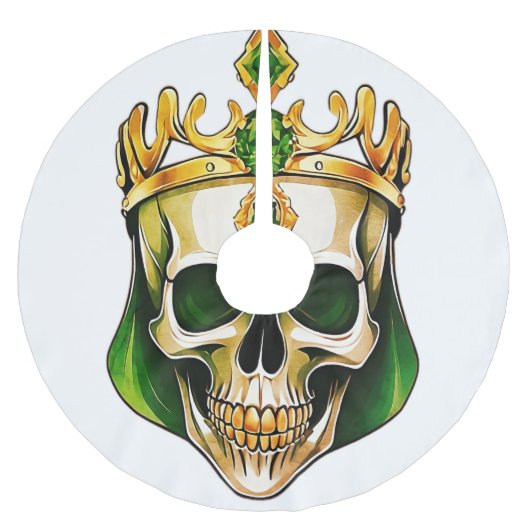 De groene koningsschedel met een juwelenkroon kerstboom rok (Voorkant)