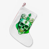 De groene koningsschedel met een juwelenkroon kleine kerstsok (Voorkant (Hangend))