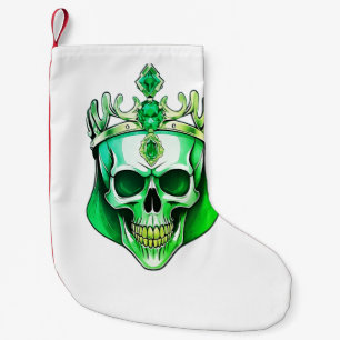 De groene koningsschedel met een juwelenkroon kleine kerstsok