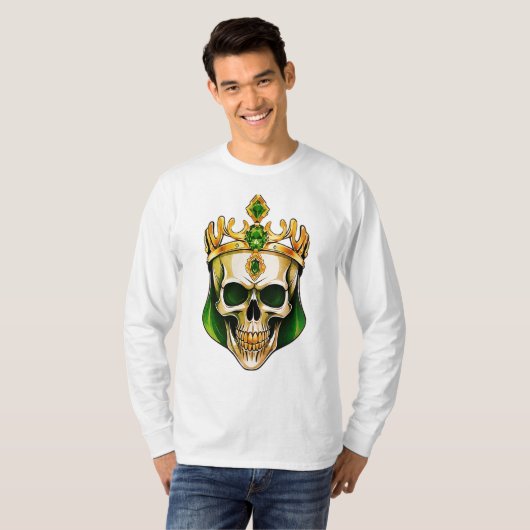De groene koningsschedel met een juwelenkroon t-shirt (Voorkant volledig)