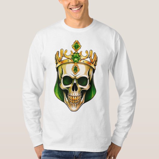 De groene koningsschedel met een juwelenkroon t-shirt (Voorkant)