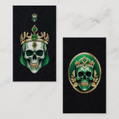 De groene koningsschedel met een juwelenkroon visitekaartje (Voorkant / Achterkant)